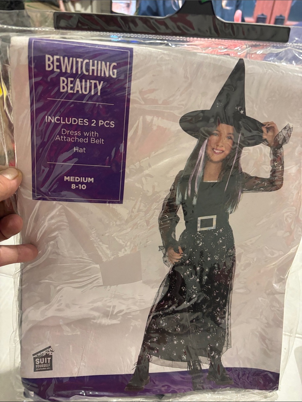 Bewitching Beauty Girls Witch Costume - Black with Silver Stars size medium 8–10